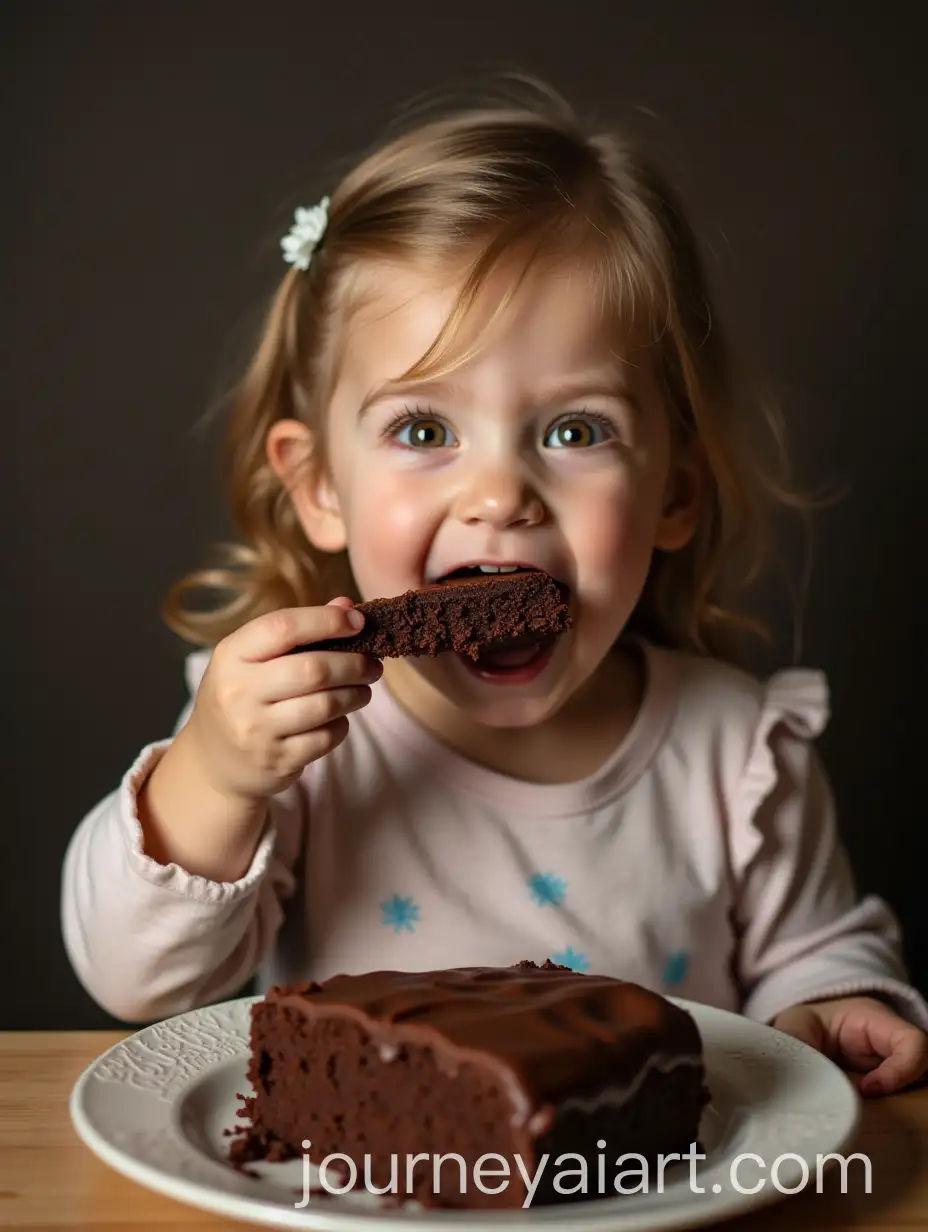 Little-Girl-Enjoying-Chocolate-Cake-and-Getting-Messy-with-Chocolate