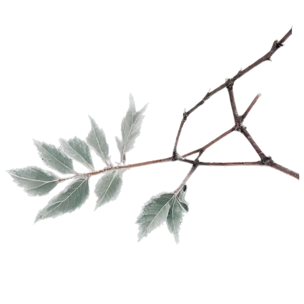 HighQuality-PNG-Image-of-a-FrostCovered-Branch-with-Leaves