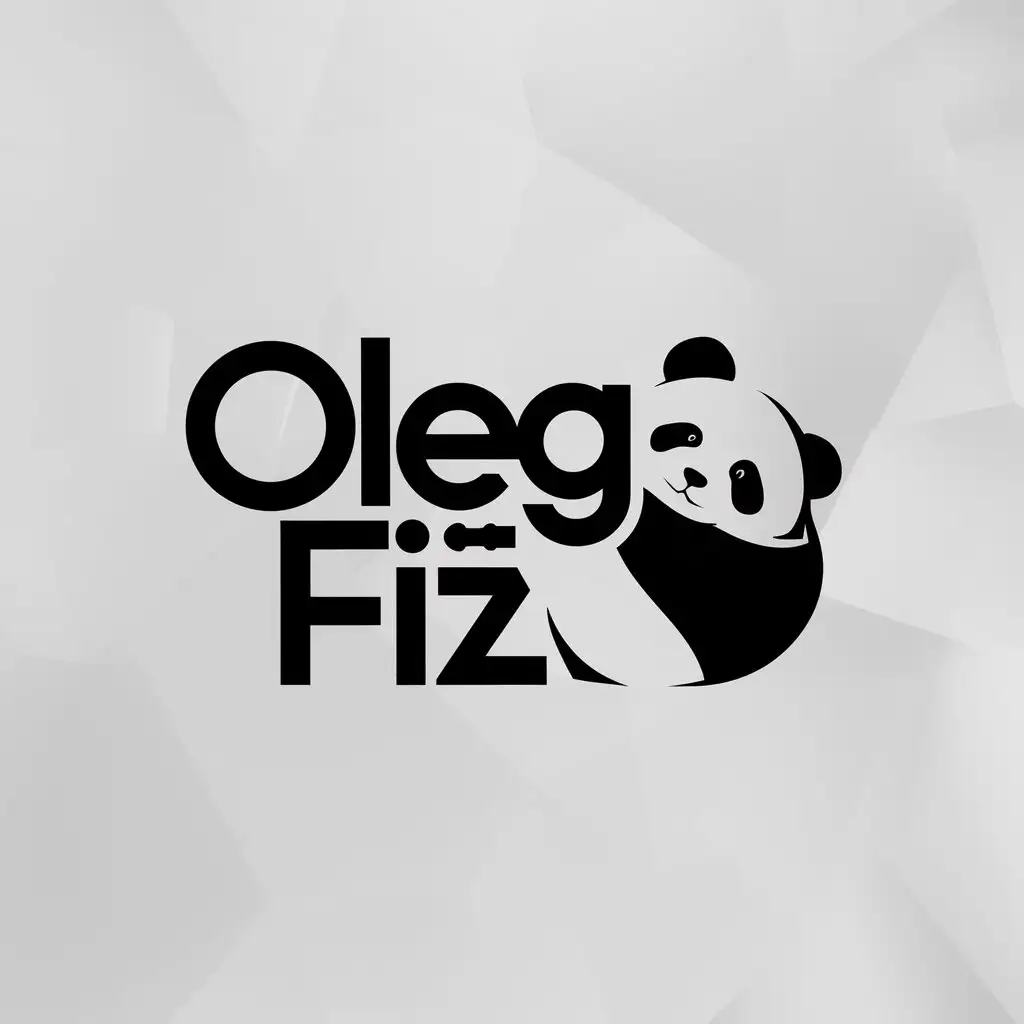 a logo design,with the text "OLEG FIZ", main symbol:Silhouette of a chubby panda lying on logo,Moderate,clear background