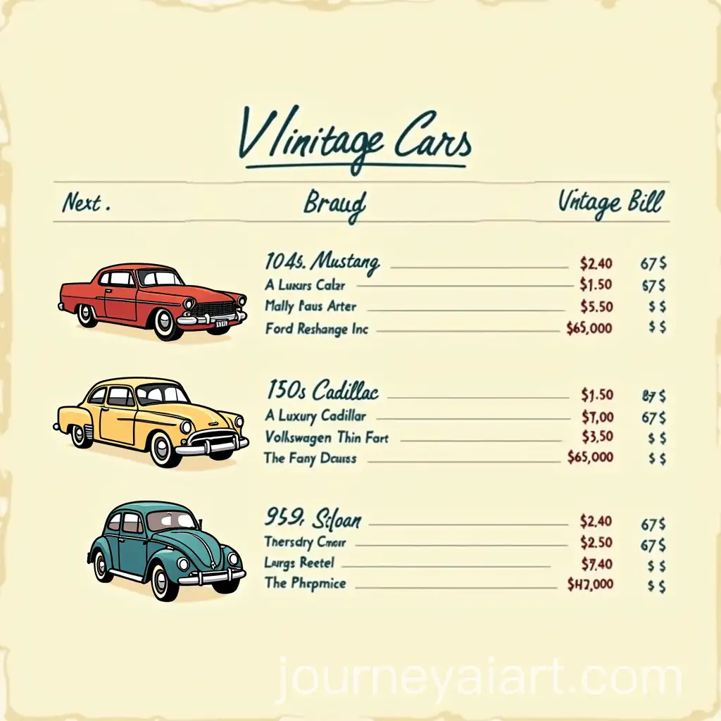 Vintage-Cars-Listed-on-Restaurant-Bill