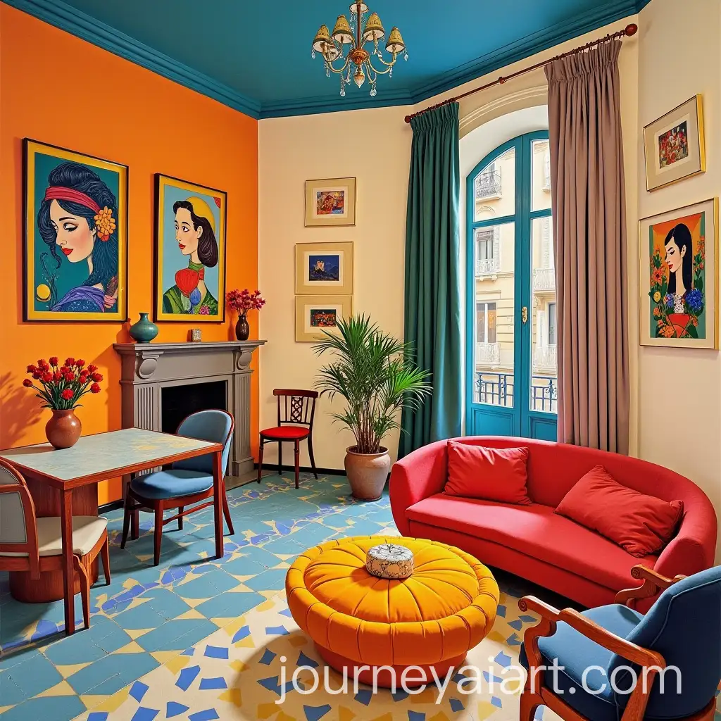 Art-Nouveau-Interior-Painting-by-David-Hockney-in-Barcelona