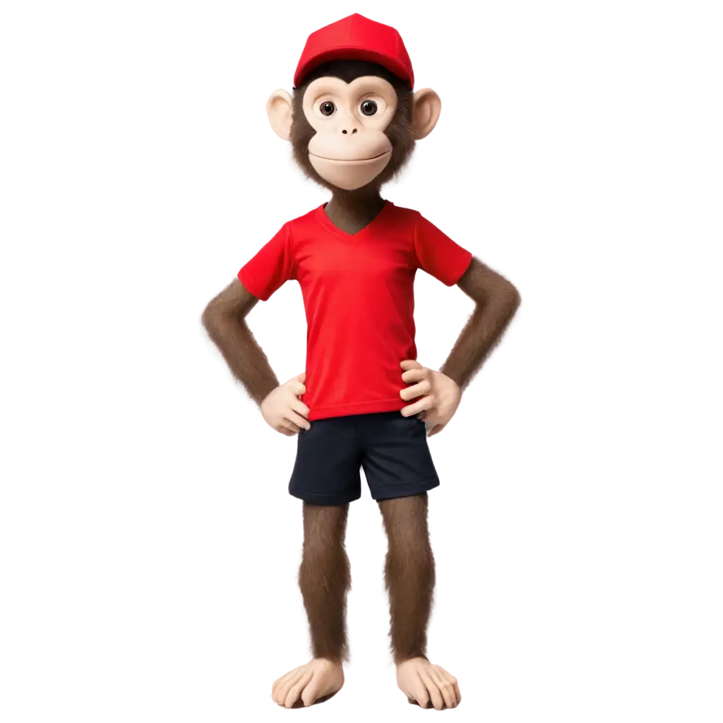 Monkey-with-Red-Soccer-Shirt-PNG-Image-Playful-Primate-in-Sports-Attire