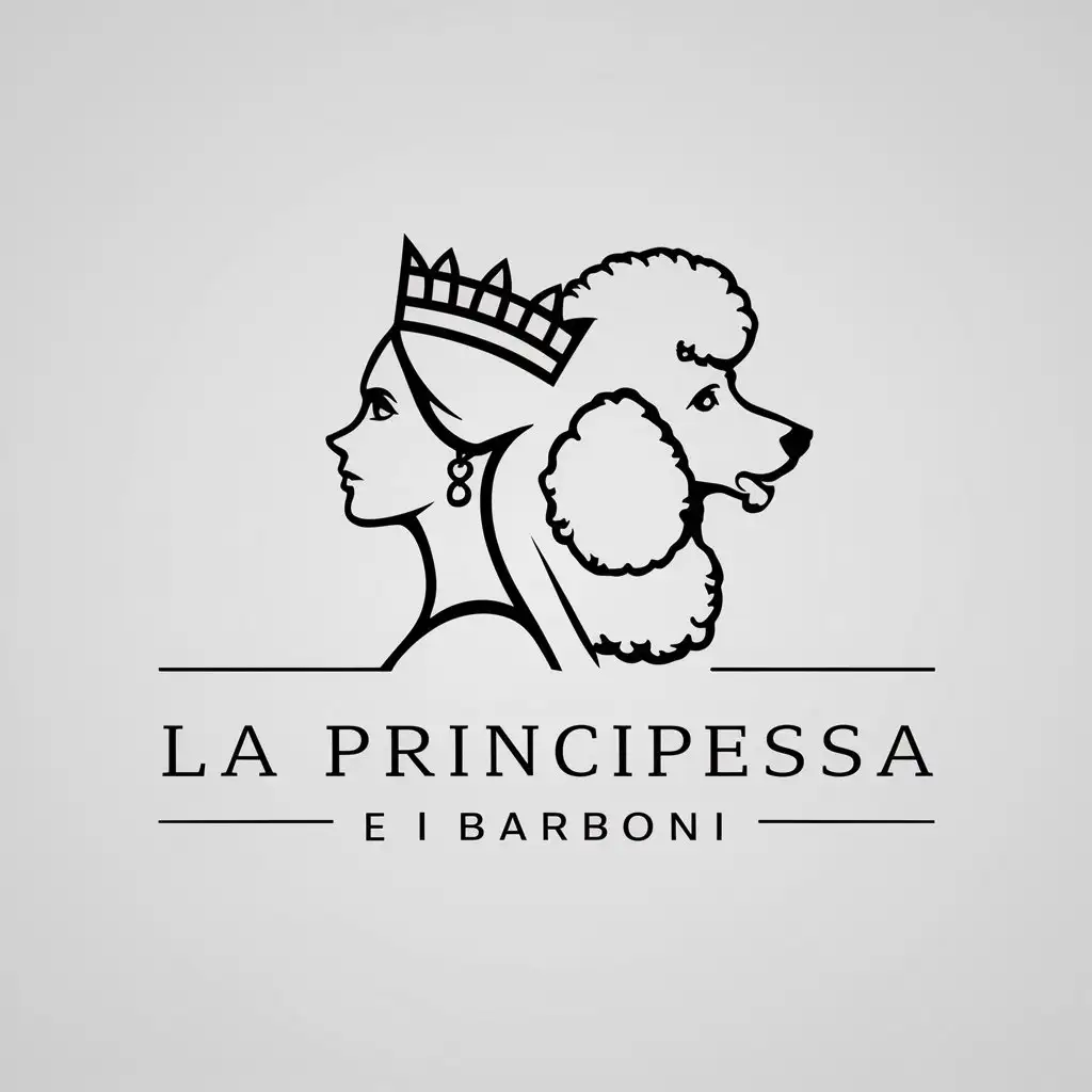 LOGO-Design-for-La-Principessa-e-I-Barboni-Profiles-of-Princess-and-Royal-Poodle-in-Minimalistic-Style