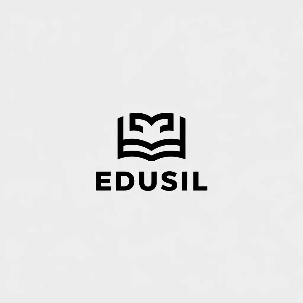 LOGO Design For Edusil Minimalistic Letter E Merged with a Book