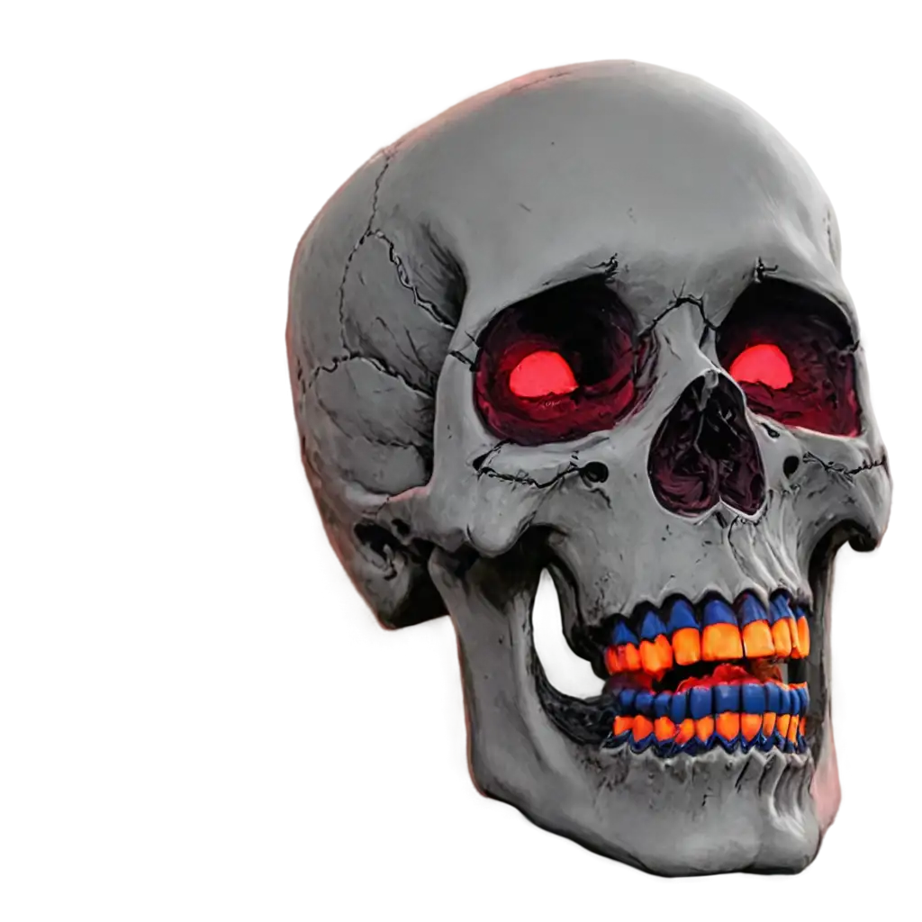 Vivid-PNG-of-a-Glowing-Neon-Eyed-Skull-with-a-Bloody-Face-for-Stunning-Visual-Impact