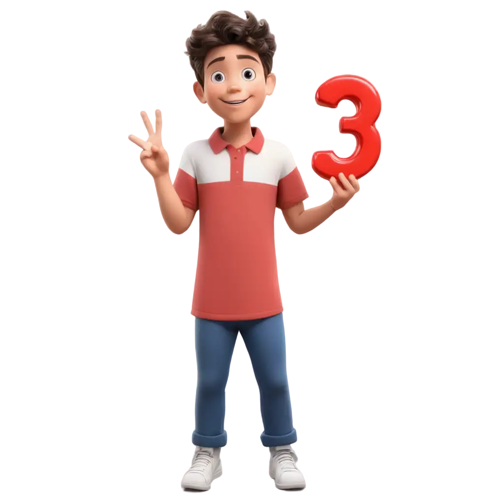 HighQuality-PNG-Image-of-a-Happy-Animated-Male-Kid-Holding-Number-3