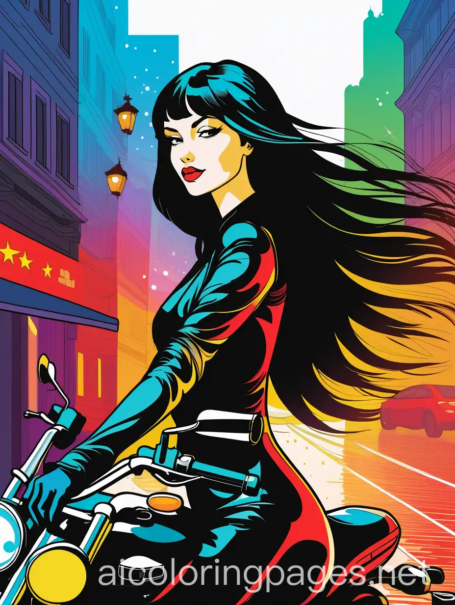 Czech-Diva-Gesturing-with-Black-Silk-Motorcycle-Gloves-in-Colorful-Illustration