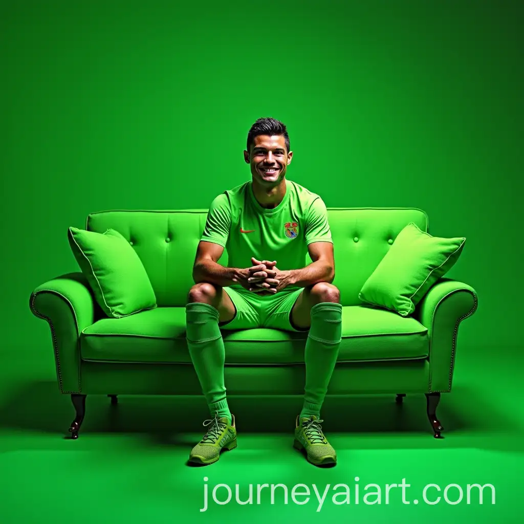 Cristiano-Ronaldo-Relaxing-on-a-Neon-Green-Couch