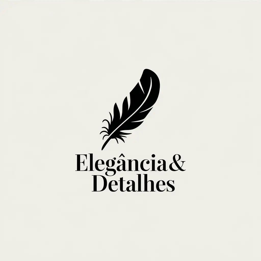 LOGO Design for ElegnciaDetalhes Elegant Feather Symbol with Clear Background