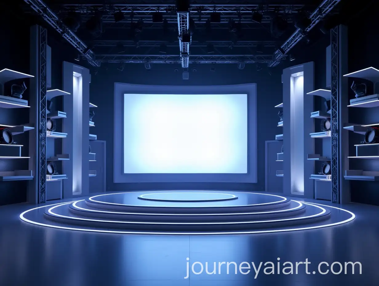 AIThemed-Stage-Design-with-White-LED-Screen-and-Profile-Lights-for-TV-Program