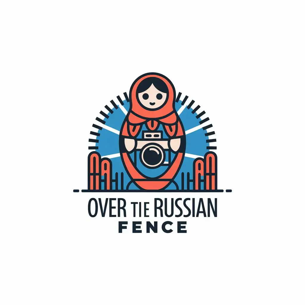 LOGO Design For Over the Russian Fence Vector Design Featuring a Russian Doll with Camera