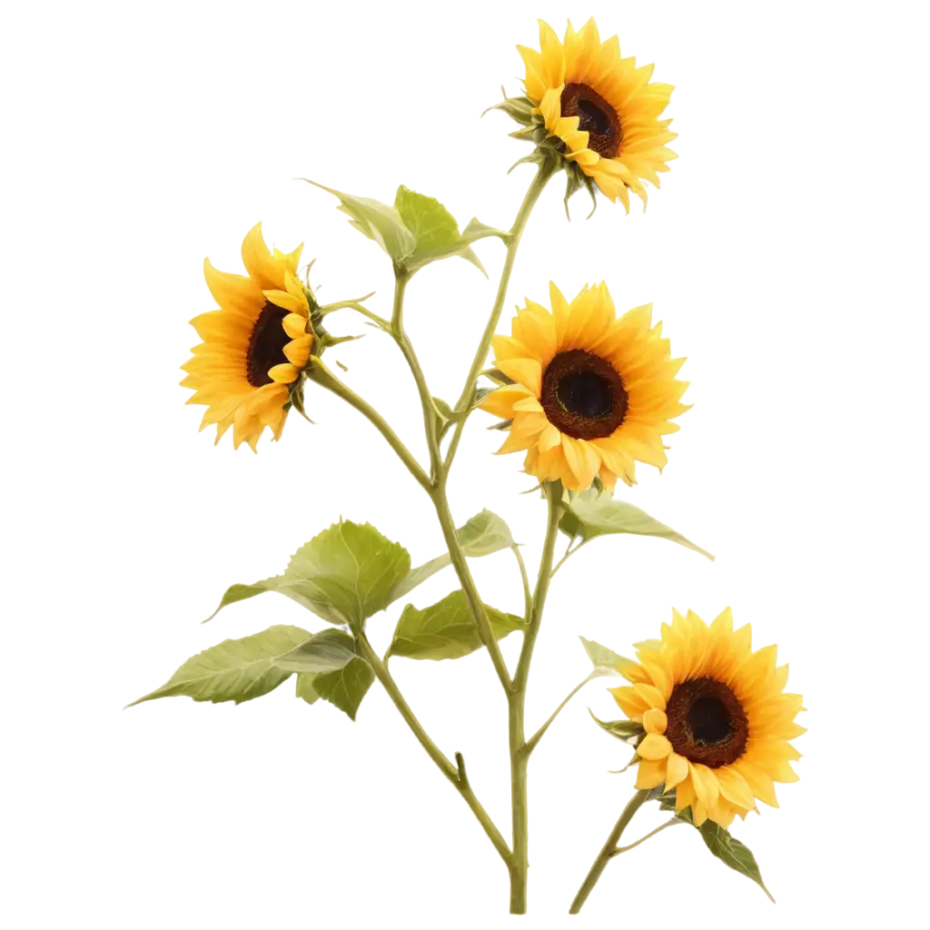 HighQuality-PNG-of-Vibrant-Sunflowers-with-Rich-Texture-and-Shading