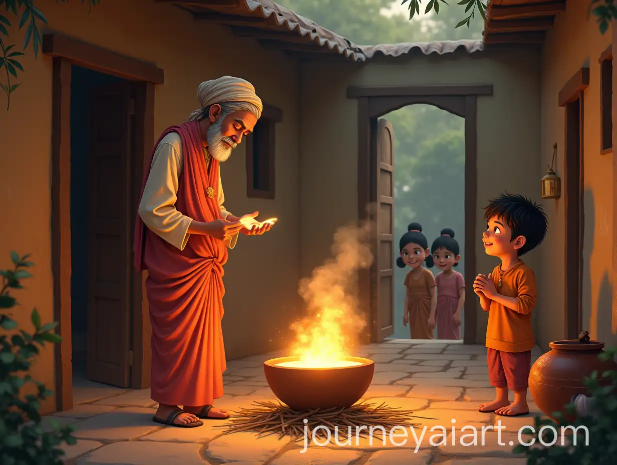 Bhama-Amma-and-Chutuk-Binaad-in-a-Magical-Courtyard-Cooking-Kheer