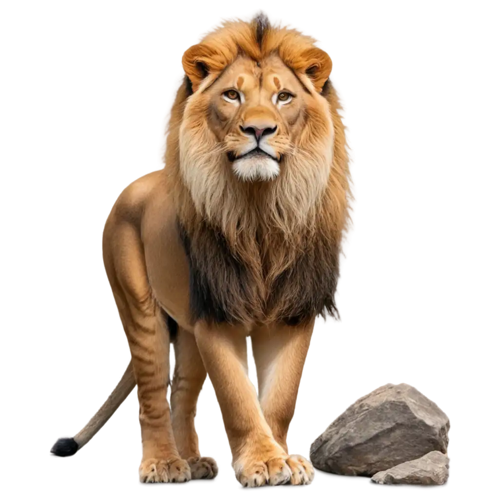 Flat-Color-Lion-Standing-on-a-Rock-PNG-Image-for-HighQualityPNG-Image-Usage-Scenarios-Web-Use