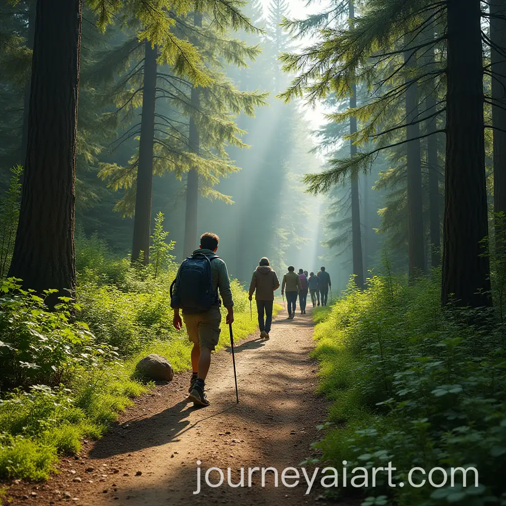 Forest-Hiking-Trail-with-Tourists-Exploring-Nature