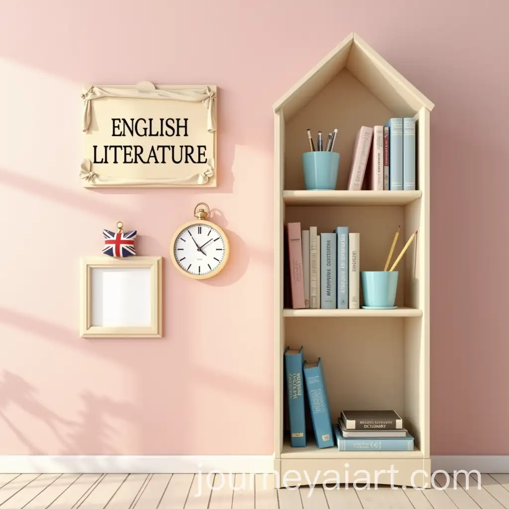 Cozy-English-LiteratureThemed-Study-Corner-with-Cream-Wooden-Bookshelf