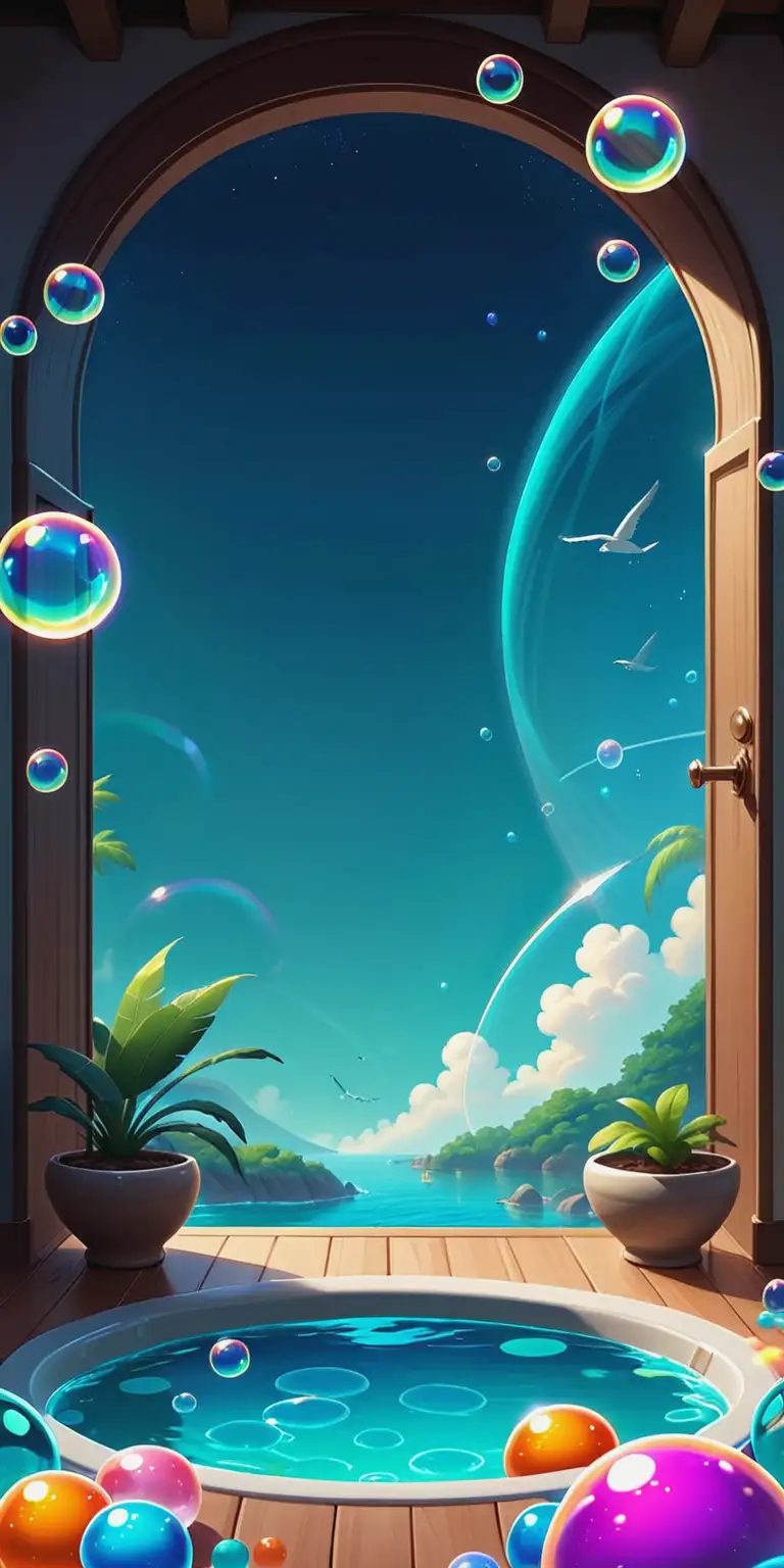 Cartoon Bathroom Background for Bubble Pop Game