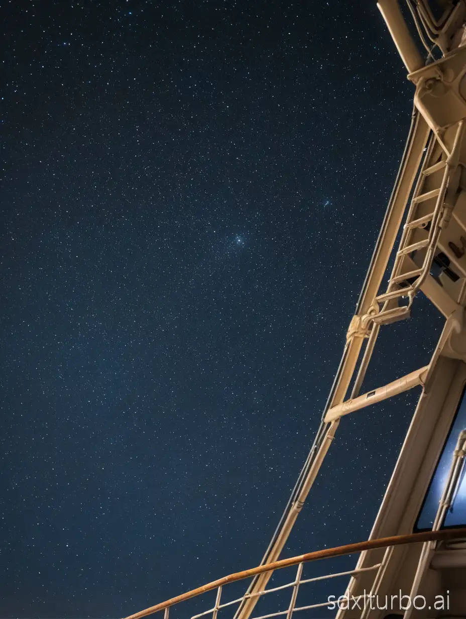 Star sky in the ship at sea