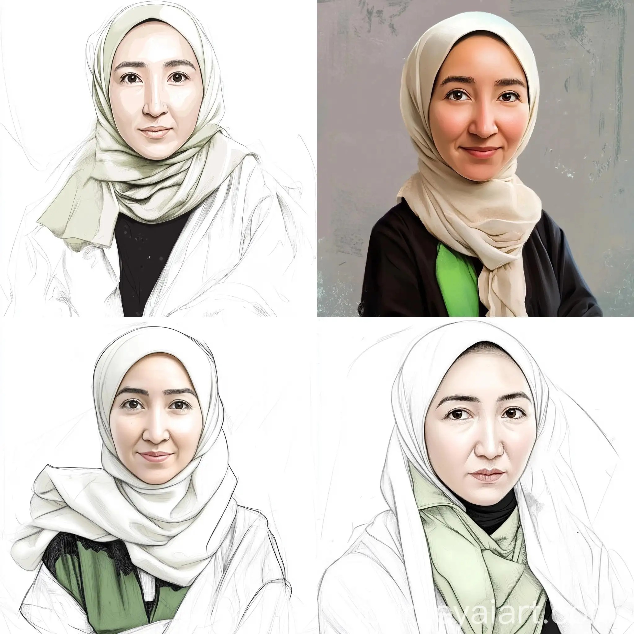 Portrait-Caricature-Sketch-Girl-in-Headscarf-from-Photo