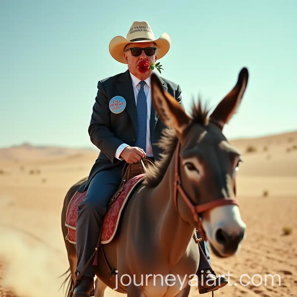 Donald-Trump-Riding-a-Donkey-in-the-Desert-with-Cowboy-Hat-and-Oversized-Sunglasses