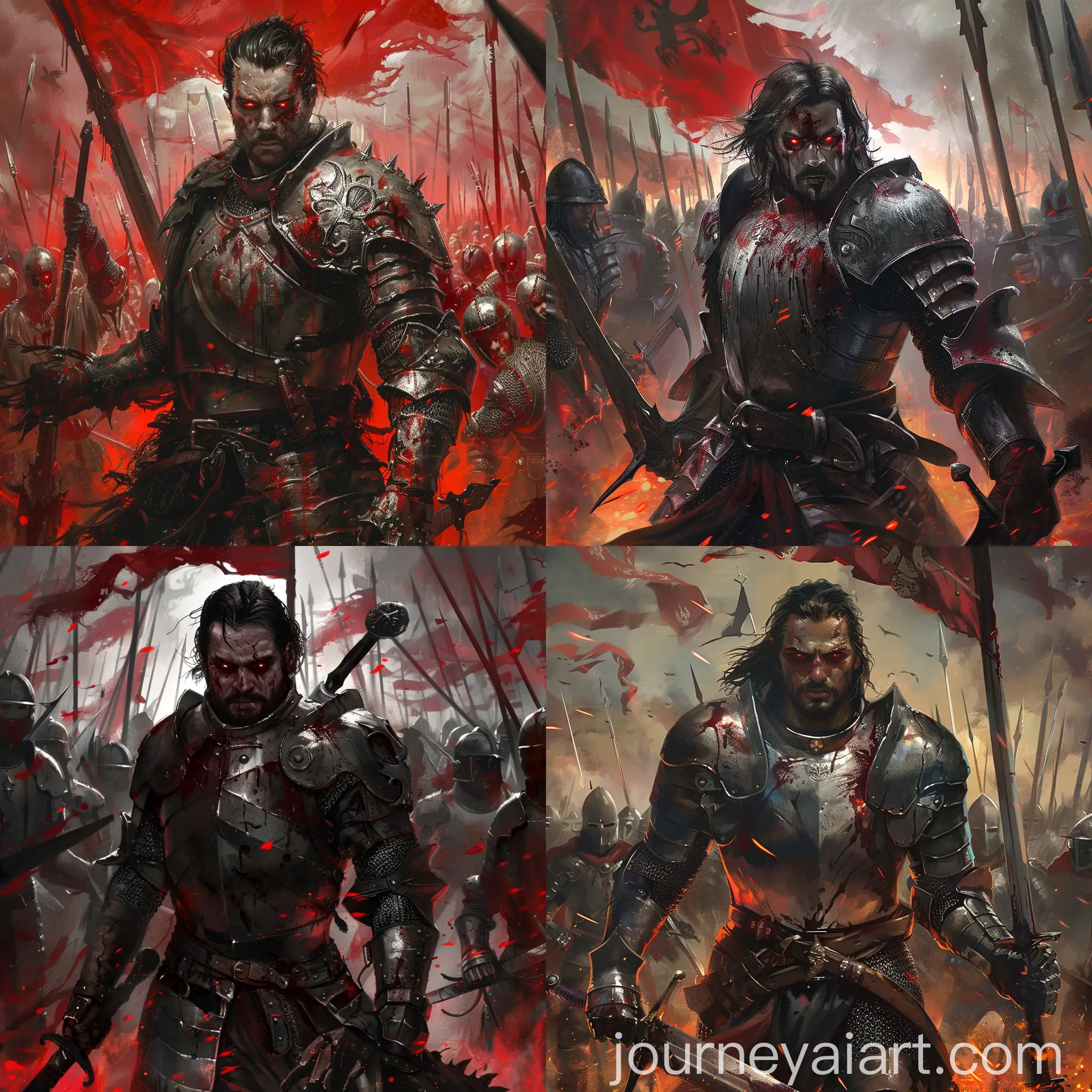 Warrior-in-Silver-Armor-Leading-Armored-Soldiers-with-Imperial-Flag