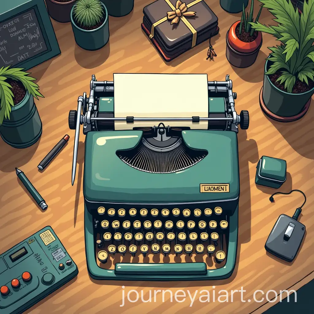 Cartoon-Style-Typewriter-Seen-from-Above