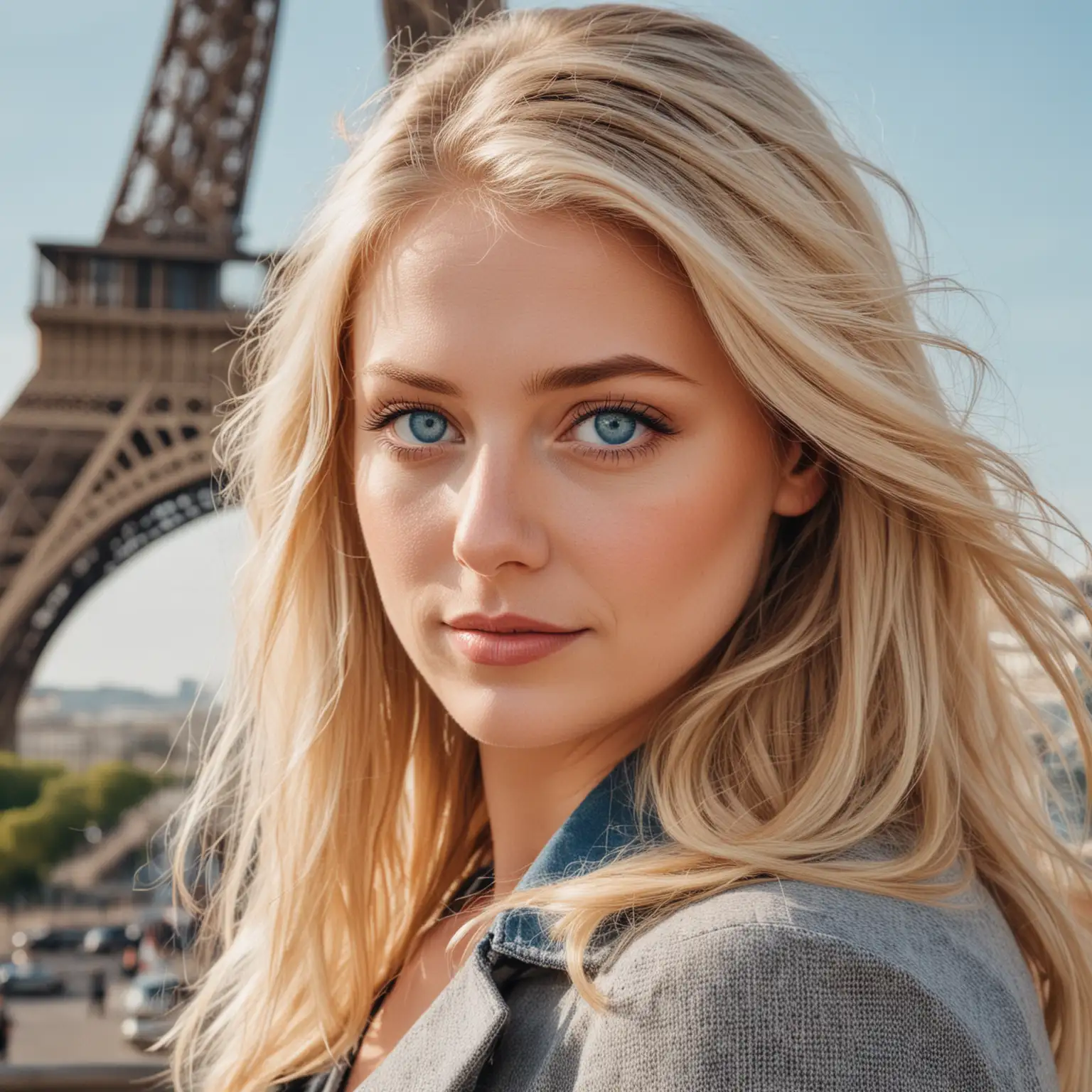 Blonde-Woman-with-Blue-Eyes-Standing-in-Front-of-the-Eiffel-Tower