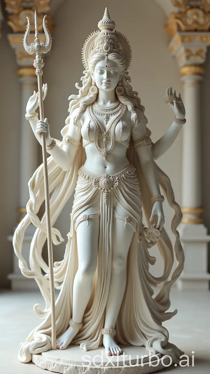 Indian Goddess Shailaputri, white soft colour godly background in a rare temple