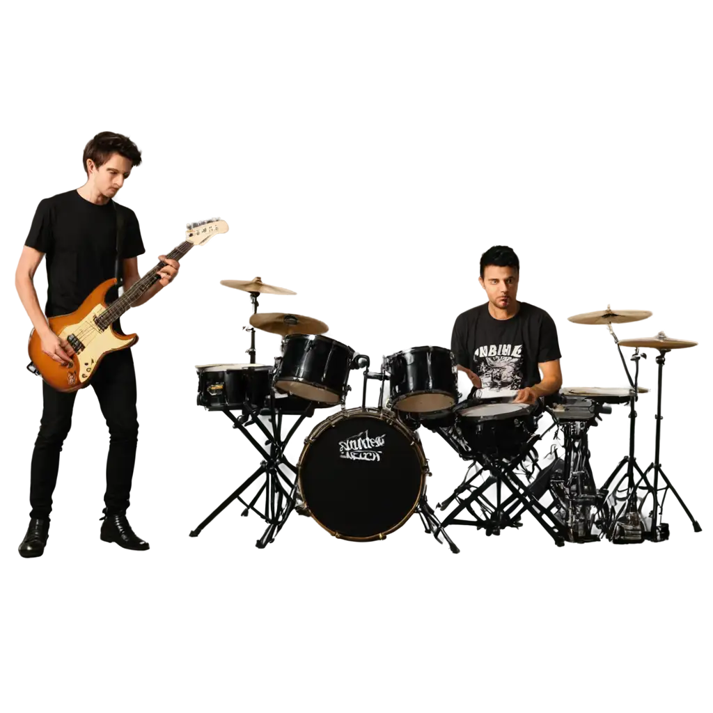 Dynamic-Bands-PNG-Image-Featuring-Drummer-Guitarist-and-Keyboardist-for-Enhanced-Online-Presence