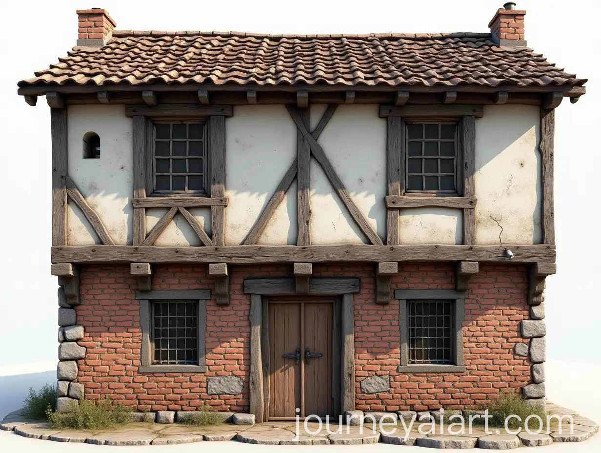 Realistic-Medieval-House-Facade-with-Aged-Brick-and-Timber-Framing