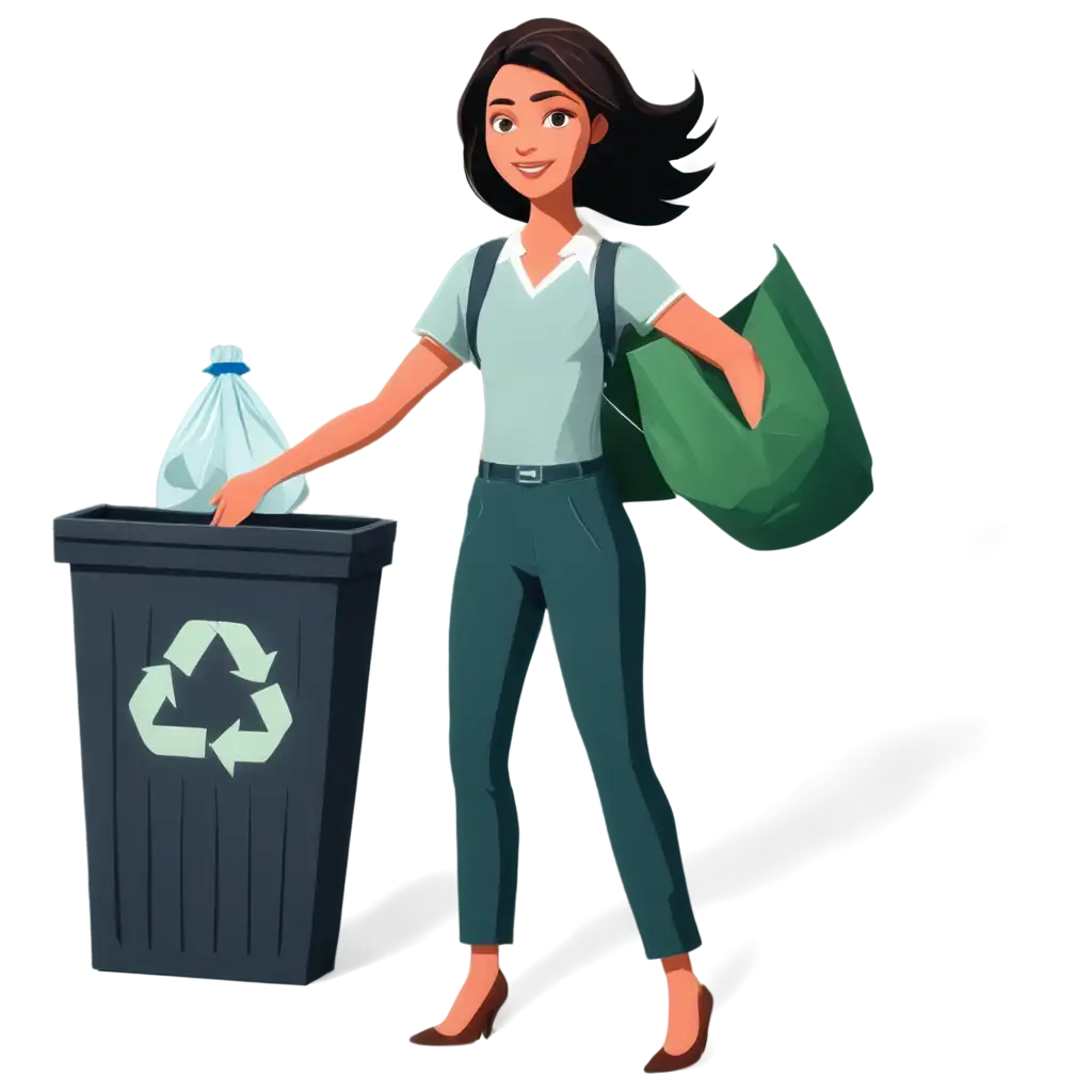 Clear-PNG-Illustration-of-Person-Disposing-Trash-into-Recycling-Bin-Simple-Flat-Design