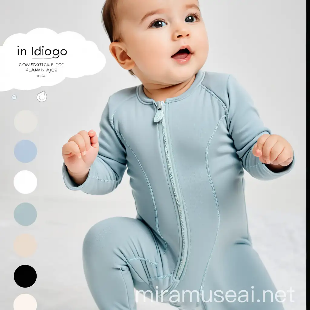 Adorable 6MonthOld Baby in Blue ZipUp Pajamas