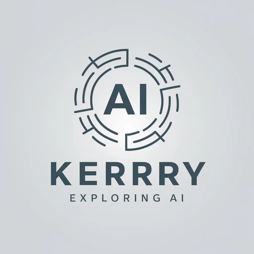 a vector logo design,with the text "Kerry exploring AI", main symbol:artificial intelligence,Minimalistic,be used in Technology industry,clear background