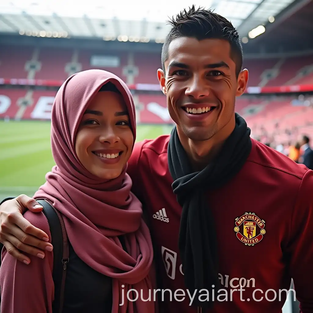 Indonesian-Woman-in-Hijab-and-Cristiano-Ronaldo-at-Old-Trafford-Stadium