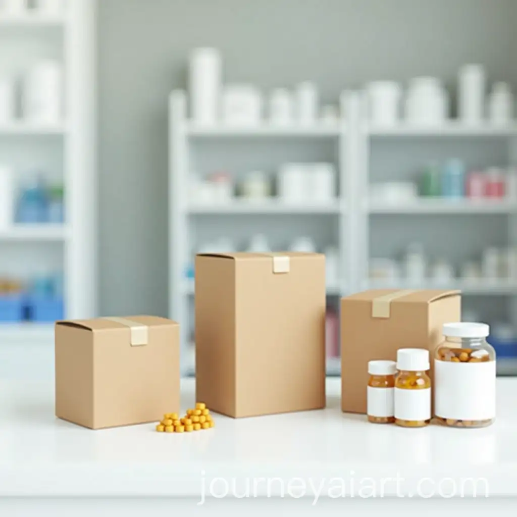 Pharmaceutical-Advertisement-with-Cardboard-Boxes-and-Medicine-Bottles