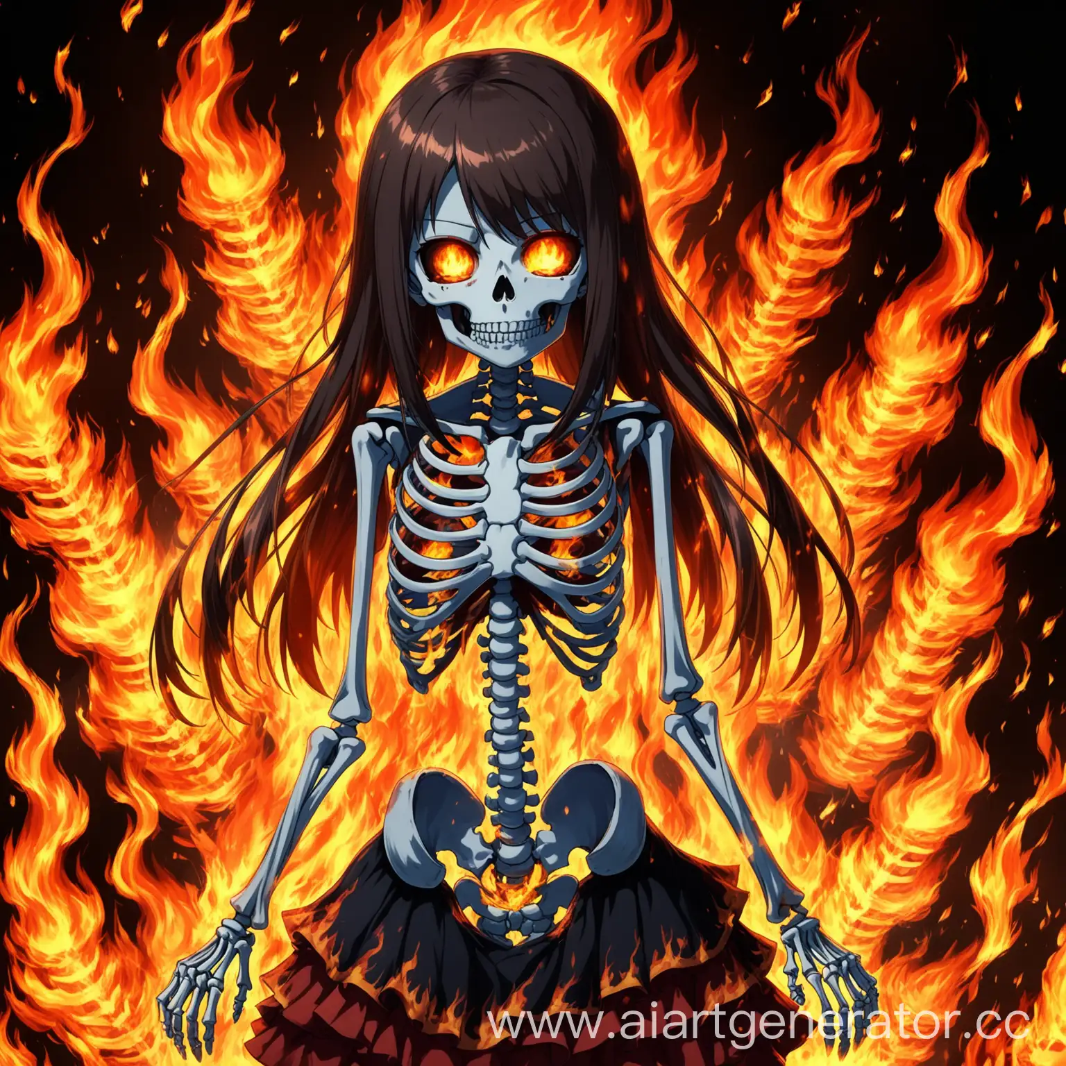 GIRL ANIME SKELETON FIRE