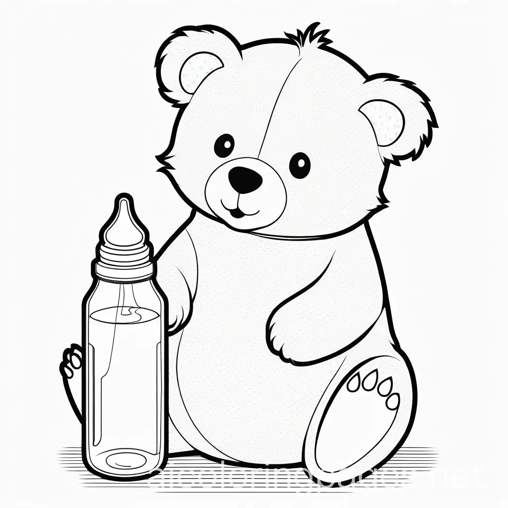 Family-Picnic-Scene-with-Baby-Bottle-Coloring-Page-Black-and-White-Line-Art