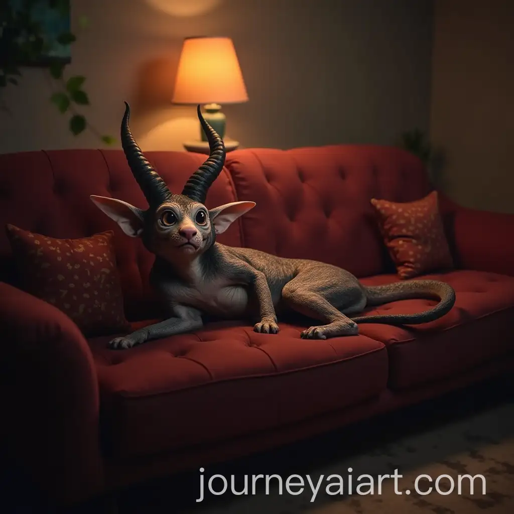Demon-Relaxing-on-Sofa-in-Happy-Family-Scene