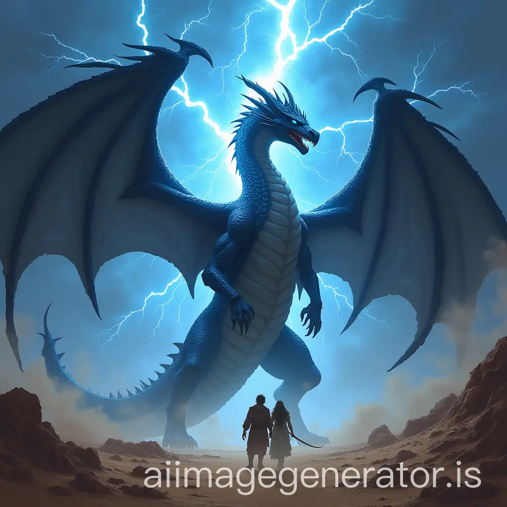 Lightning-Dragon-Emerges-in-Desert-Storm-with-Adventurers-in-Awe