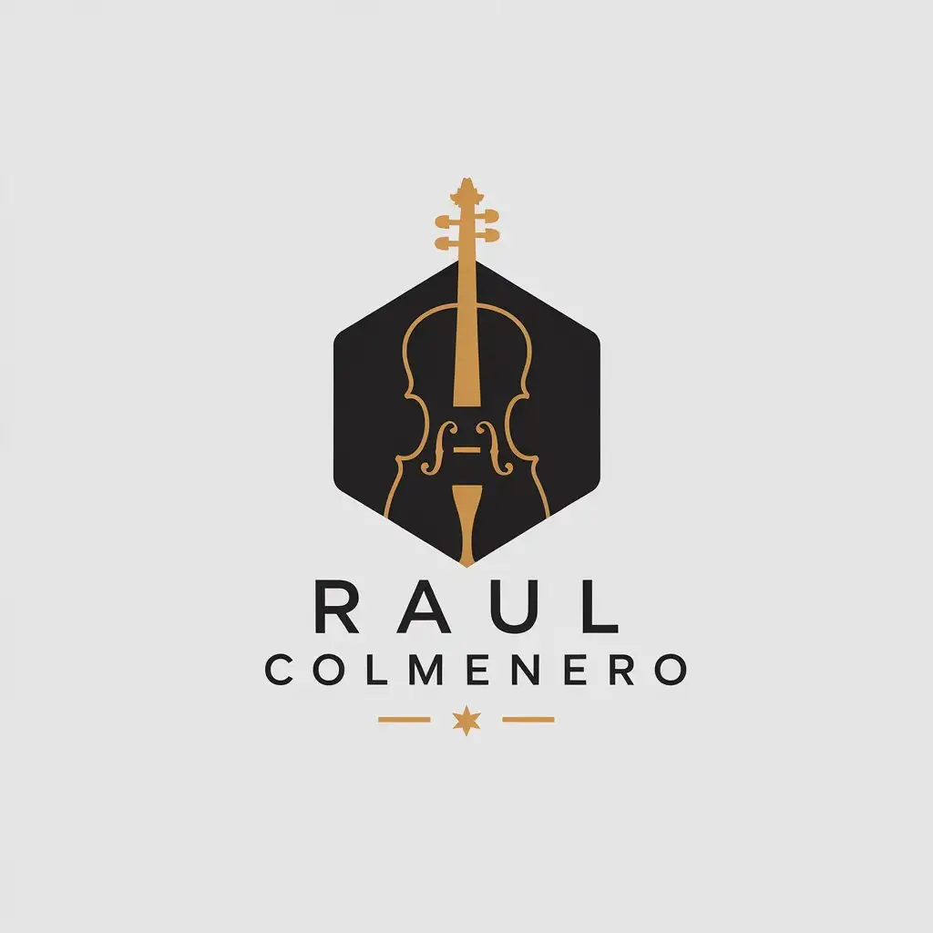 LOGO Design For Raul Colmenero Hexagon Background with Minimalist Violin Silhouette