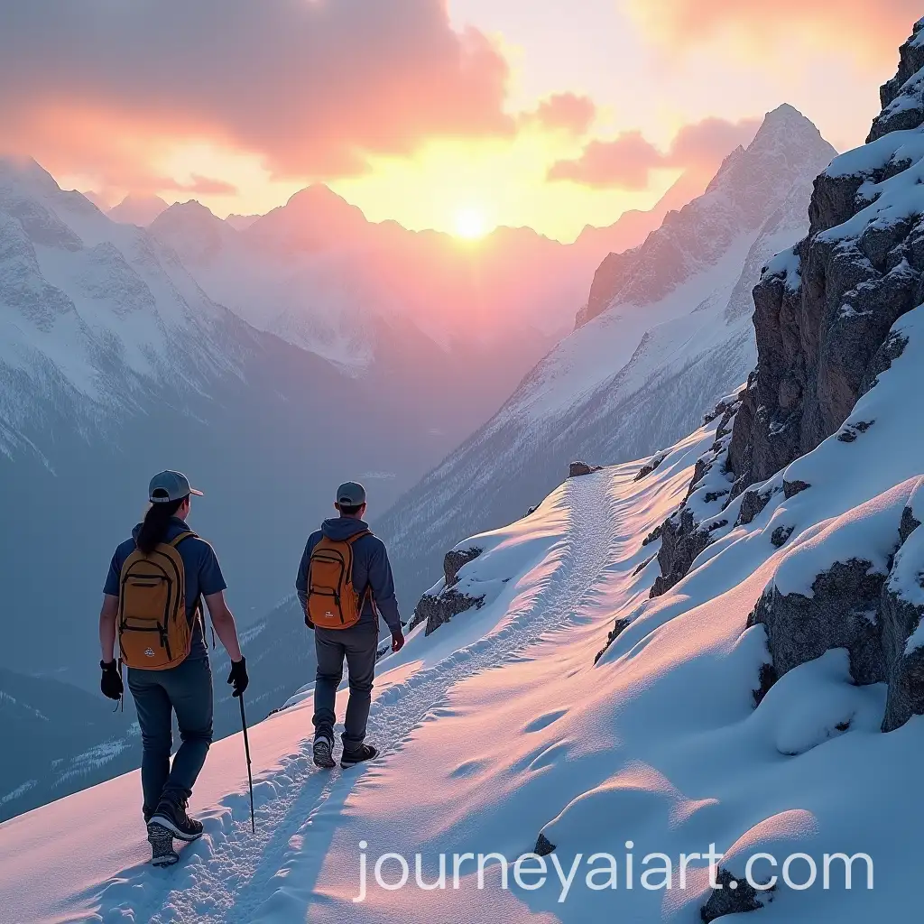 Himalayan-Mountain-Trail-at-Sunset-with-Hiking-Couple