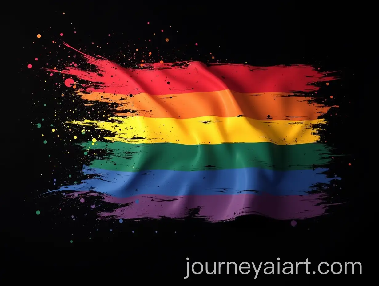 LGBT-Rainbow-StrAI-Art-Prompt-Expansionipes-Fashion-Emblem-with-Paint-Splashes-on-Black-Background