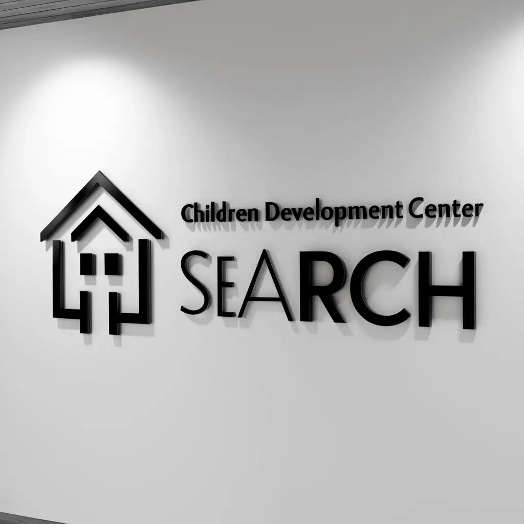 a logo design,with the text "Children development center 'Search'", main symbol:school,Moderate,be used in Education industry,clear background