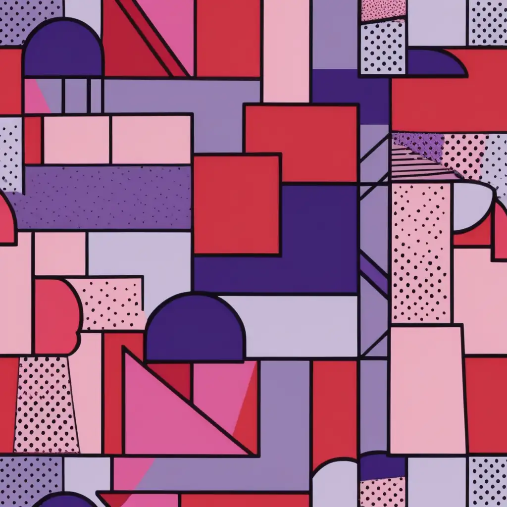 Vibrant Memphis Style Pattern in Red Purple and Pink