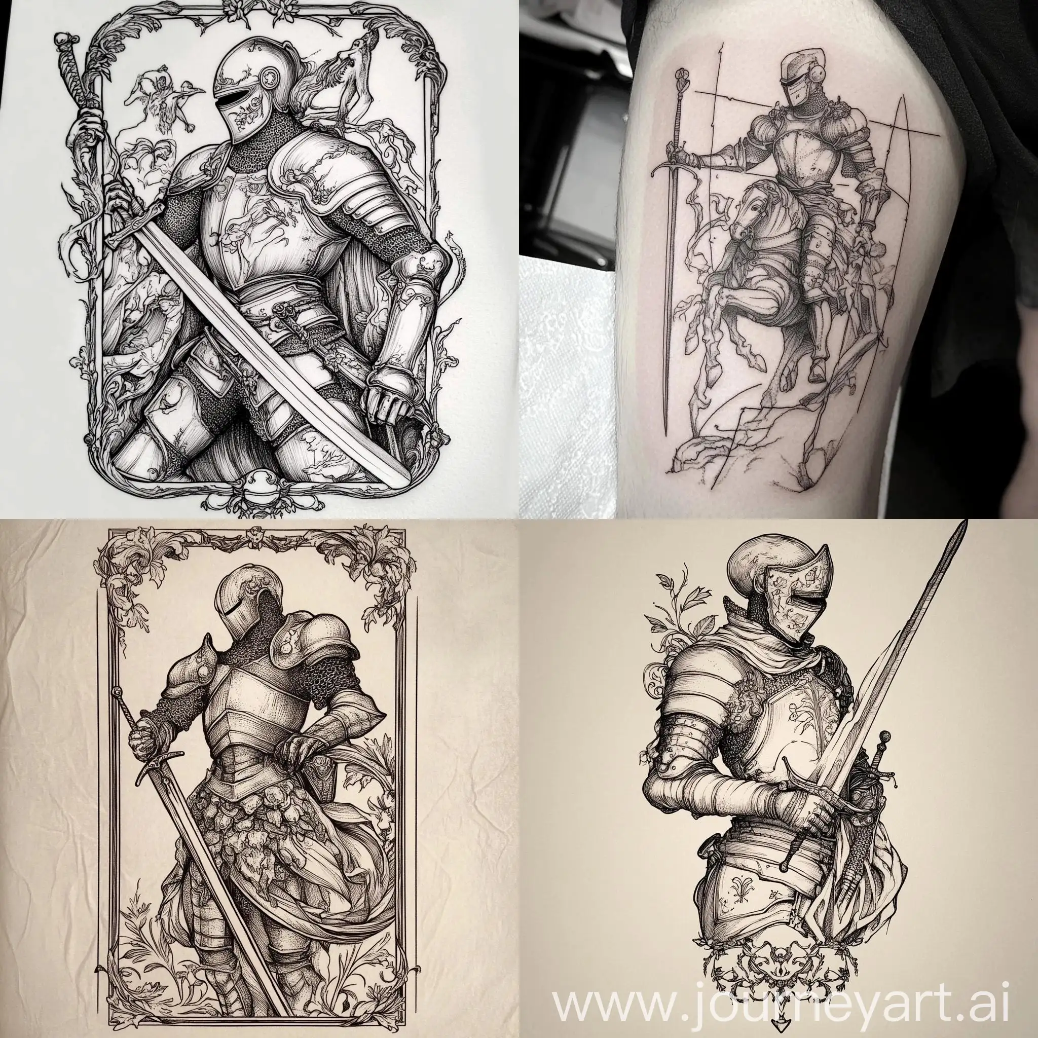 Knight-Tattoo-Design-Engraved-Armor-Sword-Tarot-Card-Art