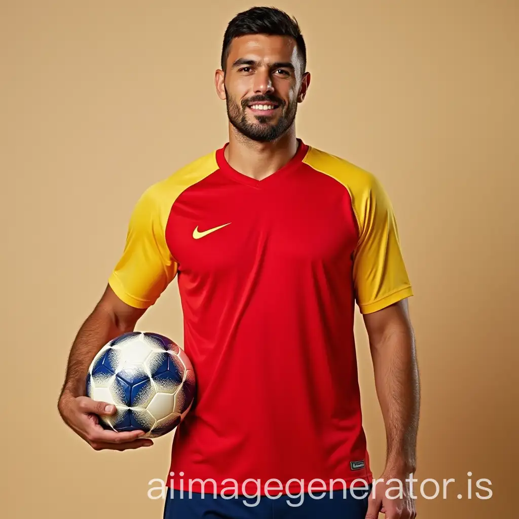 Midfielder-Holding-Football-in-Solid-Color-Jersey-with-Simple-Background