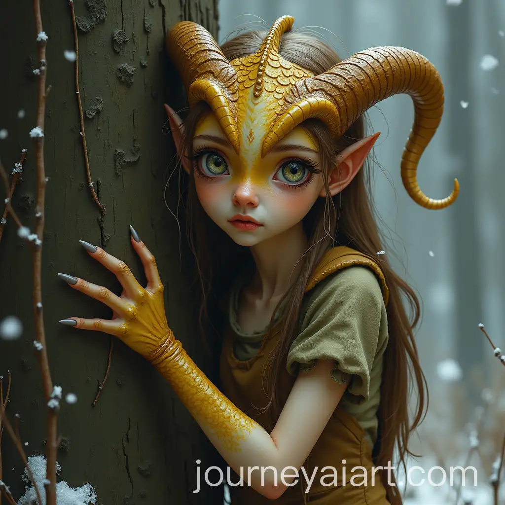 Timid-Teenage-HalfDragon-of-Radiant-Dragon-and-WoodElf-Descent-Huddled-by-Tree