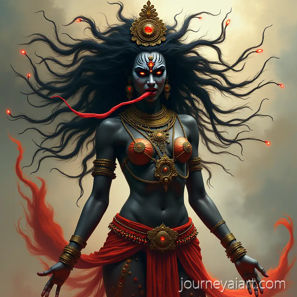Full-Body-Illustration-of-Hindu-Goddess-Kali-with-Wild-Hair-and-Red-Tongue