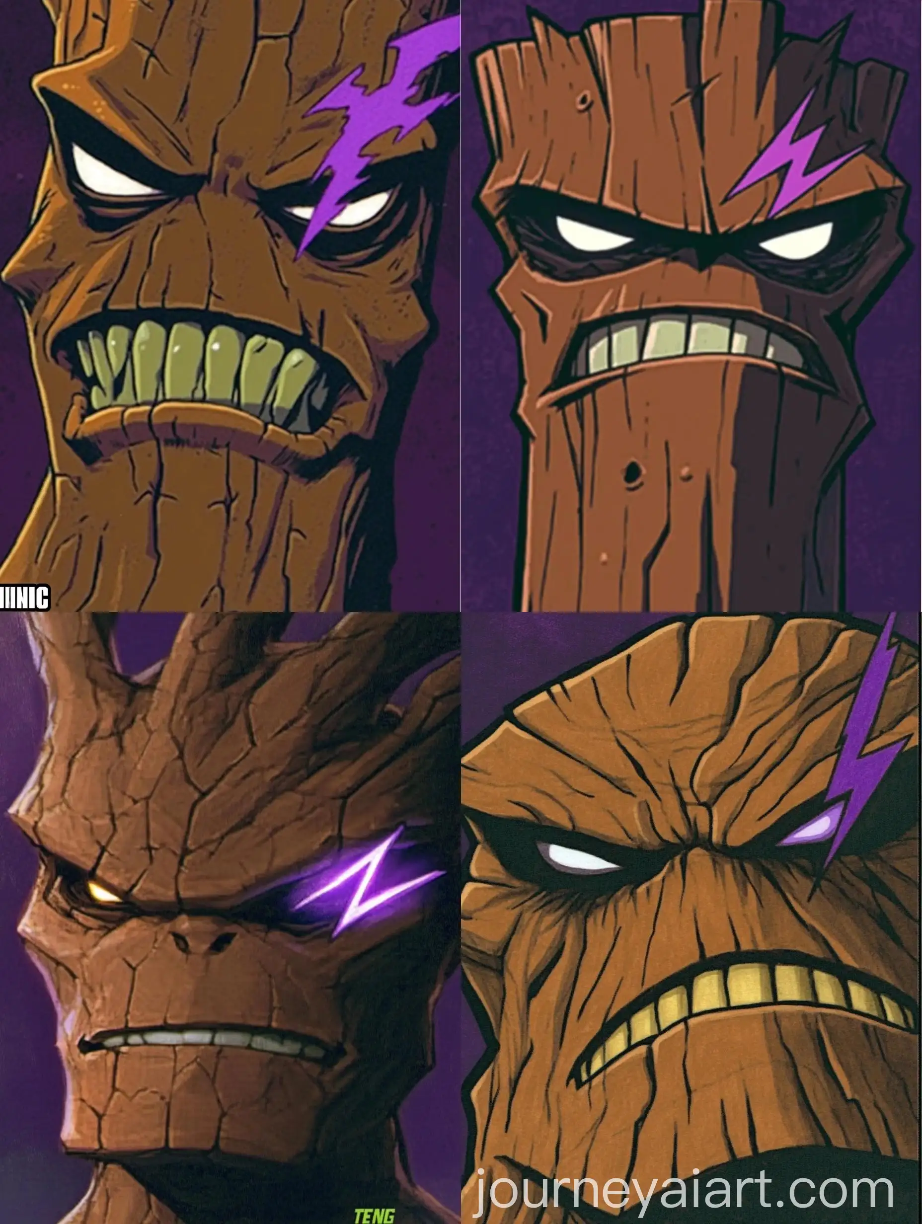 Alien-Tree-Stump-Creature-with-Purple-Lightning-Bolt-Tattoo