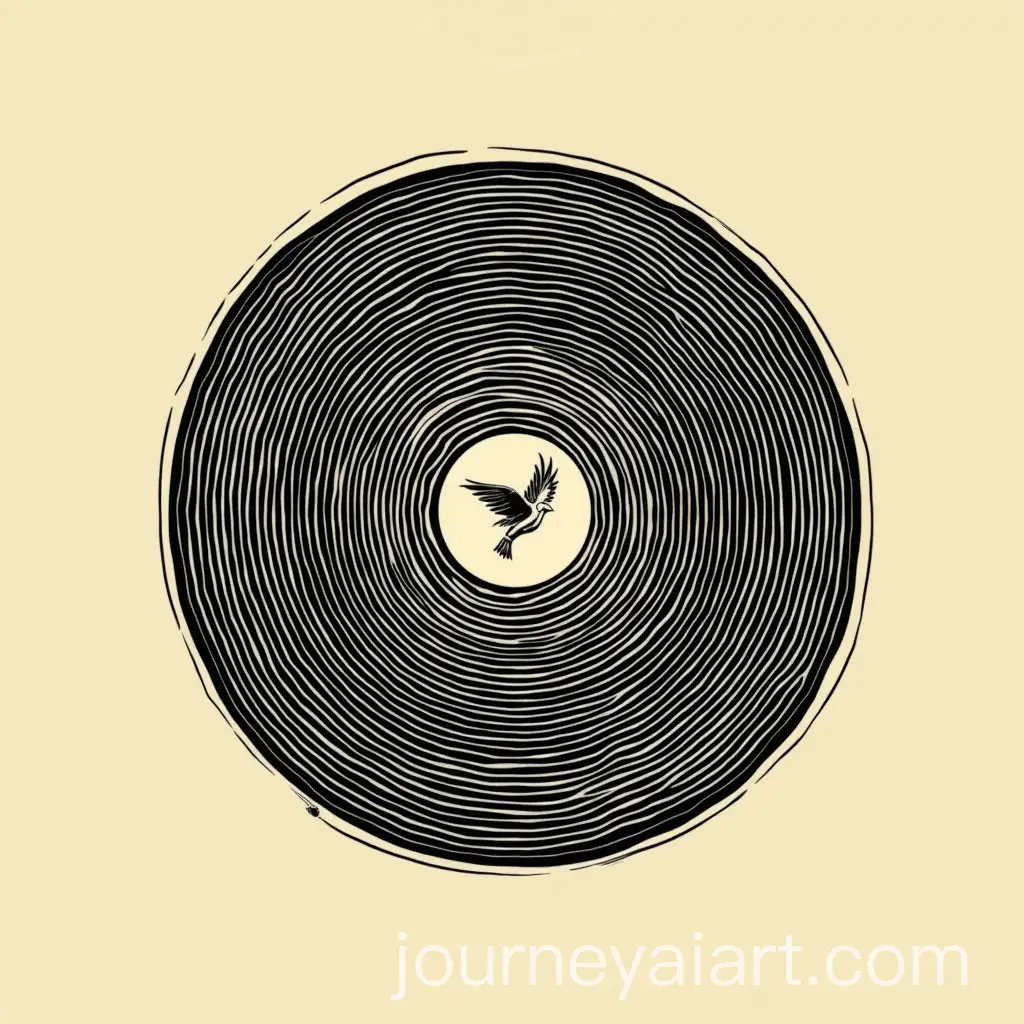 Hypnotic-Black-SpiralAI-Art-Prompt-Expansion-on-Cream-Background-LP-Cover-with-Retro-Symbol